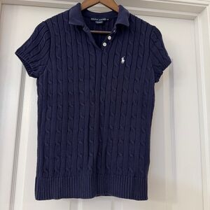 Ralph Lauren Dark Blue Cable Knit Polo XL